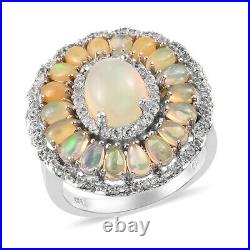 925 Sterling Silver Jewelry For Women Opal Cubic Zirconia CZ Ring Size 11 Ct 6.7