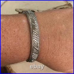 925 Sterling Silver Judith Ripka Hinge Cuff Bracelet