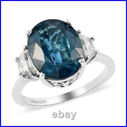 925 Sterling Silver Kyanite White Cubic Zirconia CZ Ring Ct 7.4