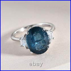 925 Sterling Silver Kyanite White Cubic Zirconia CZ Ring Ct 7.4