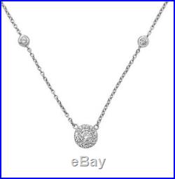 925 Sterling Silver Ladies Cubic Zirconia CZ Necklace Pendant 18 New