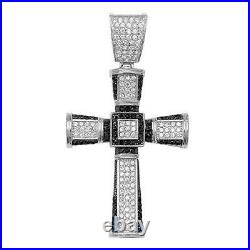 925 Sterling Silver Large 80mm Cubic Zirconia Heavy 37.8g Cross Pendant Gift
