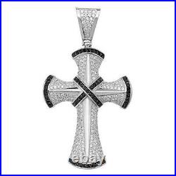 925 Sterling Silver Large 85mm Cubic Zirconia Heavy 32.7g Cross Pendant Gift Box