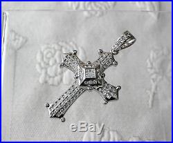 925 Sterling Silver Large Cross Pendant with Clear CZ Cubic Zirconia