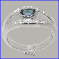 925 Sterling Silver London Blue Topaz Cubic Zirconia Band Ring Sizes J to Z