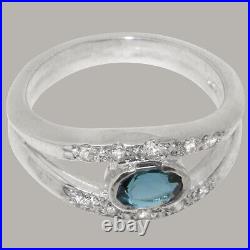 925 Sterling Silver London Blue Topaz Cubic Zirconia Band Ring Sizes J to Z
