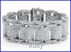 925 Sterling Silver Luxury Jumbo Mens Cubic Zirconia Lab Made Iced Out Bracelet