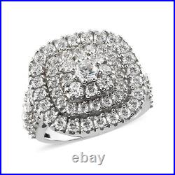 925 Sterling Silver Made with Finest Cubic Zirconia Cluster Ring Size 6 Ct 4.4