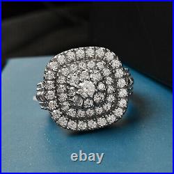 925 Sterling Silver Made with Finest Cubic Zirconia Cluster Ring Size 6 Ct 4.4