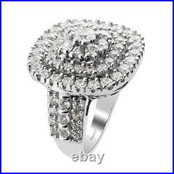 925 Sterling Silver Made with Finest Cubic Zirconia Cluster Ring Size 6 Ct 4.4