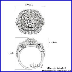 925 Sterling Silver Made with Finest Cubic Zirconia Cluster Ring Size 6 Ct 4.4