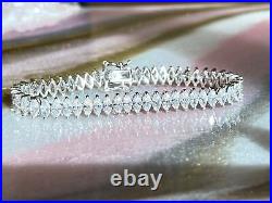 925 Sterling Silver Marquise Cut Cubic Zirconia Tennis Bracelet