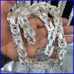 925 Sterling Silver Mens Necklace Bali Byzantine Kings Chain Cubic Solid Heavy