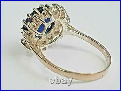 925 Sterling Silver Midnight Blue Sapphire And White Cubic Zirconia Ring Size O