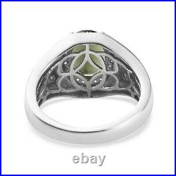 925 Sterling Silver Moldavite Cubic Zirconia CZ Halo Ring Gift Ct 2