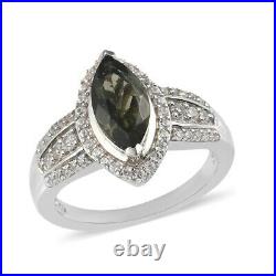 925 Sterling Silver Moldavite Zircon Statement Ring Jewelry Gift for Her Ct 1
