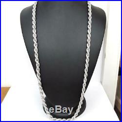 925 Sterling Silver NEW Cubic Zirconia Rope Chain 106.5g 7.2mm 32 Inches