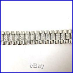 925 Sterling Silver NEW Cubic Zirconia Watch Strap Bracelet 34.8g
