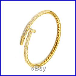 925 Sterling Silver Nail Cubic Zirconia Bangle with 24k gold Plating