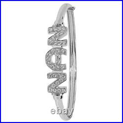 925 Sterling Silver Nan Cubic Zirconia Bangle Ladies Bracelet NEW