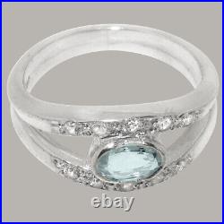 925 Sterling Silver Natural Aquamarine Cubic Zirconia Band Ring Sizes J to Z