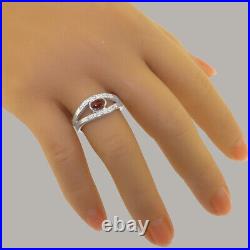 925 Sterling Silver Natural Garnet Cubic Zirconia Band Ring Sizes J to Z