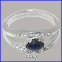 925 Sterling Silver Natural Sapphire Cubic Zirconia Band Ring Sizes J to Z