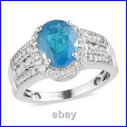 925 Sterling Silver Neon Apatite Cubic Zirconia CZ Ring Jewelry Ct 3.5