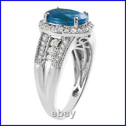 925 Sterling Silver Neon Apatite Cubic Zirconia CZ Ring Jewelry Ct 3.5