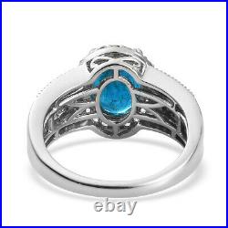 925 Sterling Silver Neon Apatite Cubic Zirconia CZ Ring Jewelry Ct 3.5
