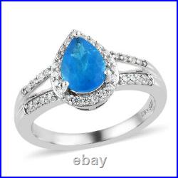 925 Sterling Silver Neon Apatite Cubic Zirconia Split Shank Ring Ct 1.5