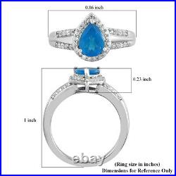 925 Sterling Silver Neon Apatite Cubic Zirconia Split Shank Ring Ct 1.5