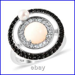 925 Sterling Silver Opal White Cubic Zirconia CZ Halo Ring Jewelry Size 7 Ct 2.4