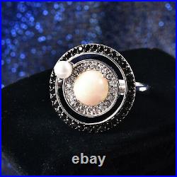 925 Sterling Silver Opal White Cubic Zirconia CZ Halo Ring Jewelry Size 7 Ct 2.4