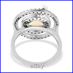 925 Sterling Silver Opal White Cubic Zirconia CZ Halo Ring Jewelry Size 7 Ct 2.4