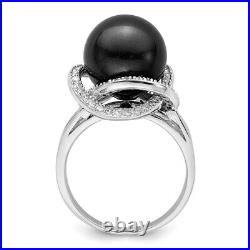 925 Sterling Silver Pearl & Cubic Zirconia Engagement Ring for Womens 3.91gram