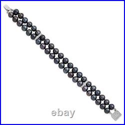 925 Sterling Silver Pearl and Cubic Zirconia Beaded Bracelet for Womens 3.12gram