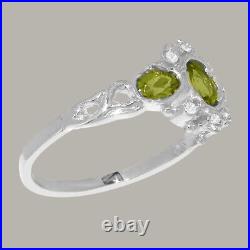 925 Sterling Silver Peridot Cubic Zirconia Womens Trilogy Ring Sizes J to Z