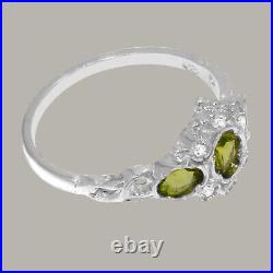 925 Sterling Silver Peridot Cubic Zirconia Womens Trilogy Ring Sizes J to Z