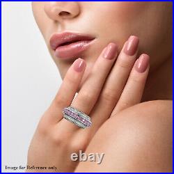 925 Sterling Silver Pink Sapphire Cubic Zirconia Band Spinner Ring Size 8 Ct 5.7