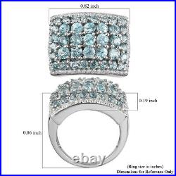 925 Sterling Silver Platinum Over Blue Zircon Cluster Ring Jewelry