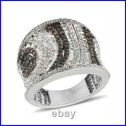 925 Sterling Silver Platinum Over Cubic Zirconia CZ Cluster Ring Size 7 Ct 2.3