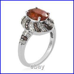 925 Sterling Silver Platinum Over Kyanite Cubic Zirconia Ring Size 7 Ct 2.8 Gift