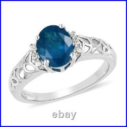 925 Sterling Silver Platinum Over Neon Apatite Zircon Ring Jewelry Ct 1.4