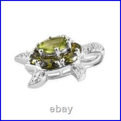 925 Sterling Silver Platinum Over Peridot Cubic Zirconia CZ Pendant Gift Ct 3.4