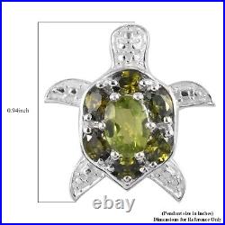925 Sterling Silver Platinum Over Peridot Cubic Zirconia CZ Pendant Gift Ct 3.4