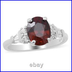 925 Sterling Silver Platinum Over Red White Zircon Ring Jewelry for Women Ct 3.4