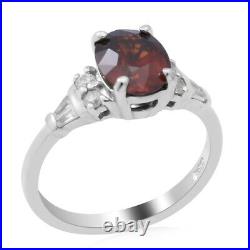 925 Sterling Silver Platinum Over Red White Zircon Ring Jewelry for Women Ct 3.4
