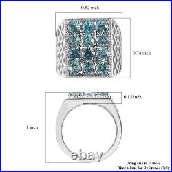 925 Sterling Silver Platinum Plated Natural Blue Zircon Cluster Ring Size 6 Ct 5