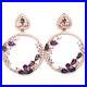 925 Sterling Silver Purple Amethyst, Sapphire & Cubic Zirconia Earrings